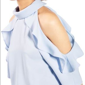 Topshop ruffle cold shoulder top